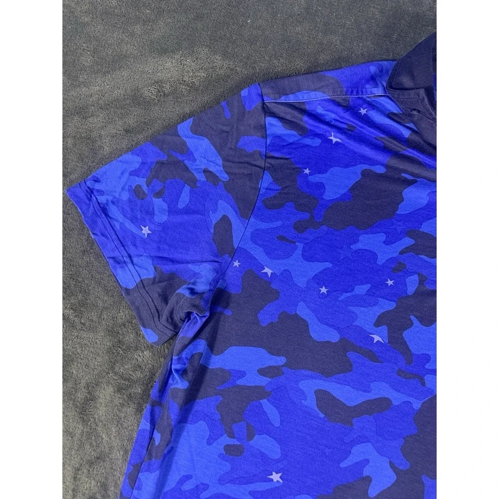 Ralph Lauren Shirt Mens XL Pro Fit Blue Star Camo Performance S/Sleeve Polo